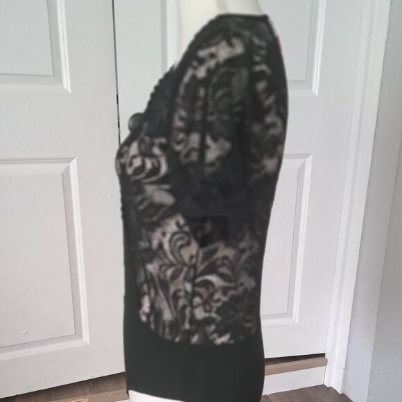 Avid love Women's Black One Piece Sexy Deep V neck Bodysuit with  Sz Large  NWT - Picture 2 of 6